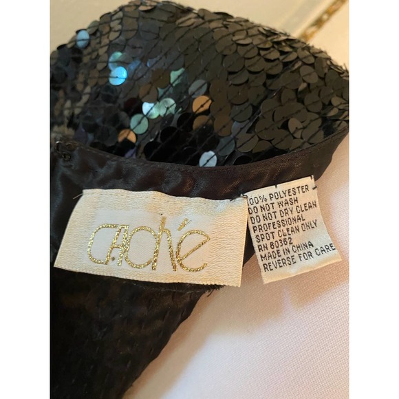 90s Cache Sequin Dress Black Size Small Wedding, Formal Attire Prom - Picture 2 of 7